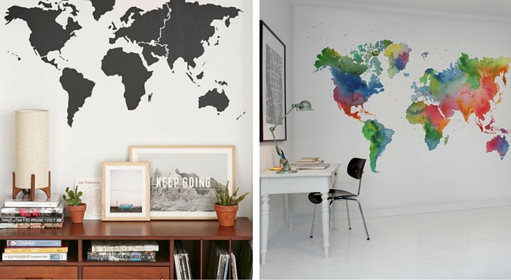 Ideas para decorar paredes - mapas