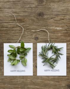 tarjetas navidad con coronas de plantas naturales doy