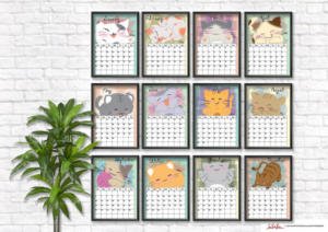 calendario de gatos gatuno de ilustración japonés imprimible para el año nuevo 2017 doy