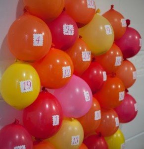 Calendario de adviento con globos