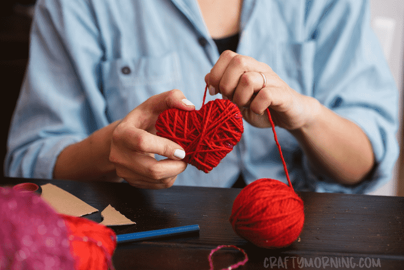 Corazones de lana para el Día de San Valentín