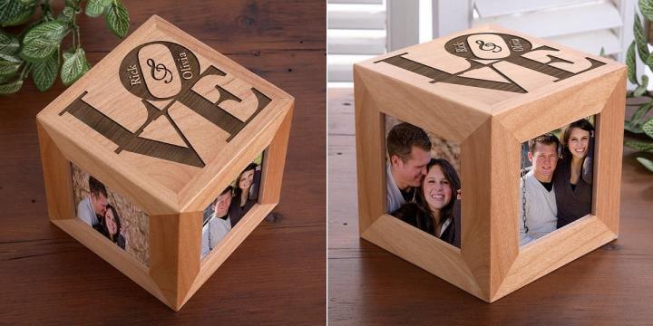 Cubo de madera personalizado con fotos