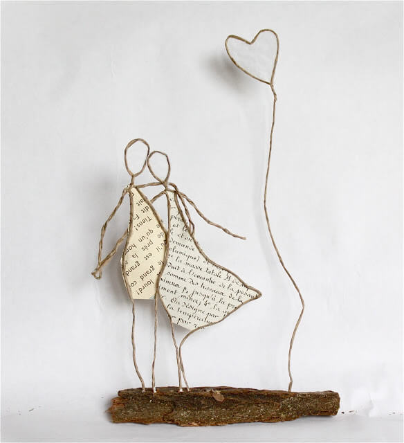 Escultura romántica hecha con cuerdas