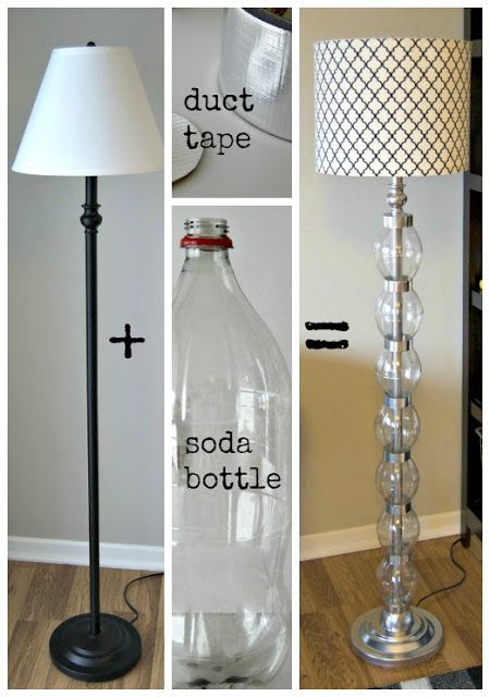 Lámpara de pie hecha con botellas de plástico recicladas