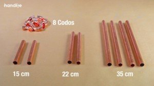 Medidas del revistero con tubos de cobre