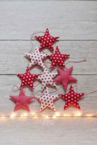Decoración navideña casera Estrellas de Tela para el árbol de Navidad