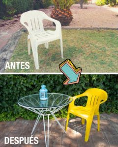 pintar sillas de plástico antes y después
