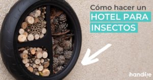 Hotel para insectos hecho con un neumático