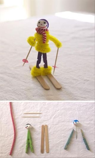 manualidad muñeca esquiando