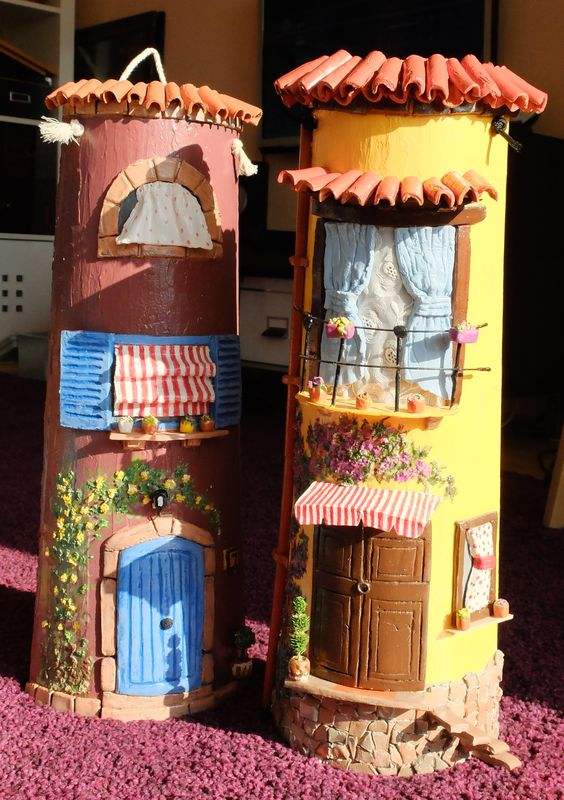 tejas decoradas casa en miniatura